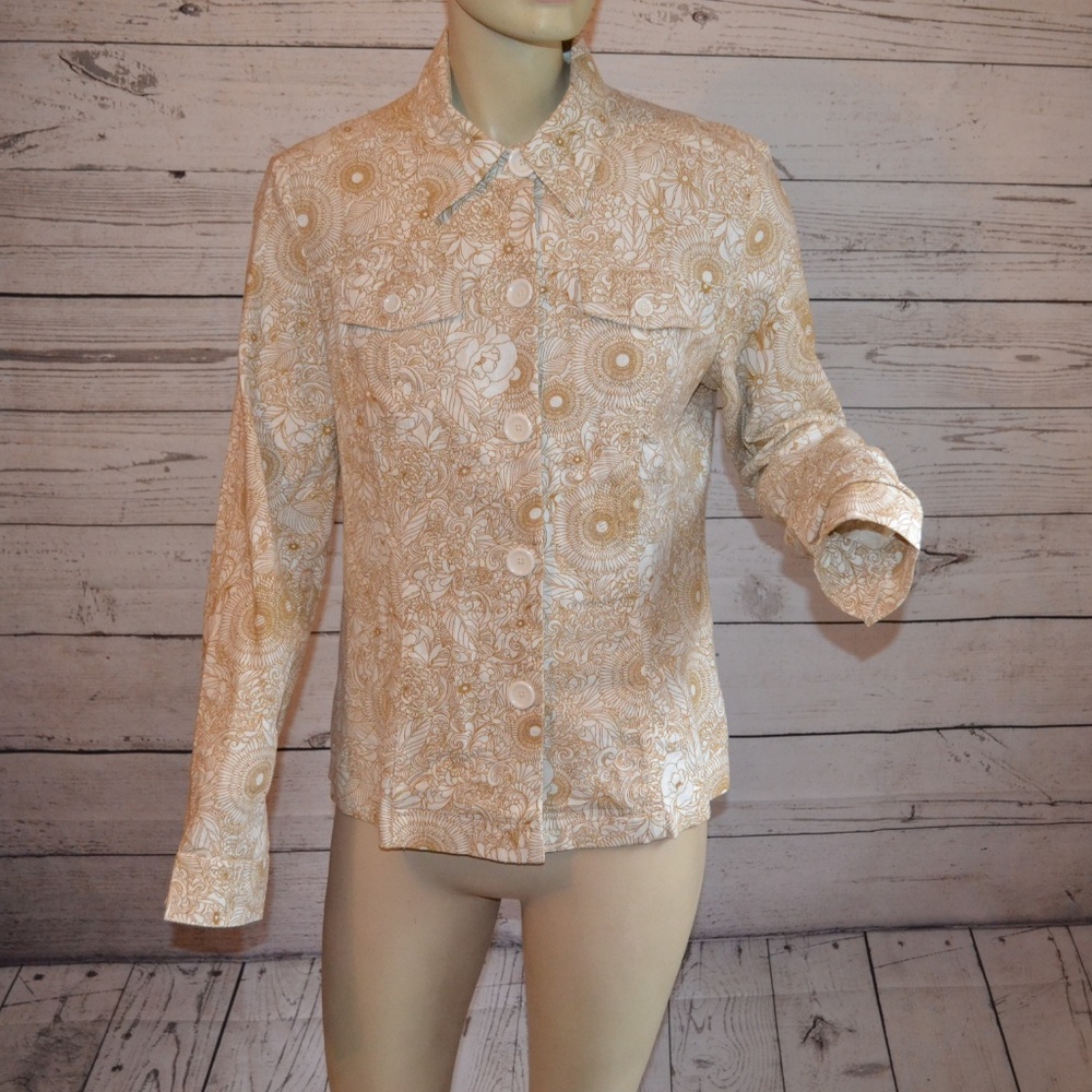 Chadwicks of Boston Cream Gold Floral Jacket 10